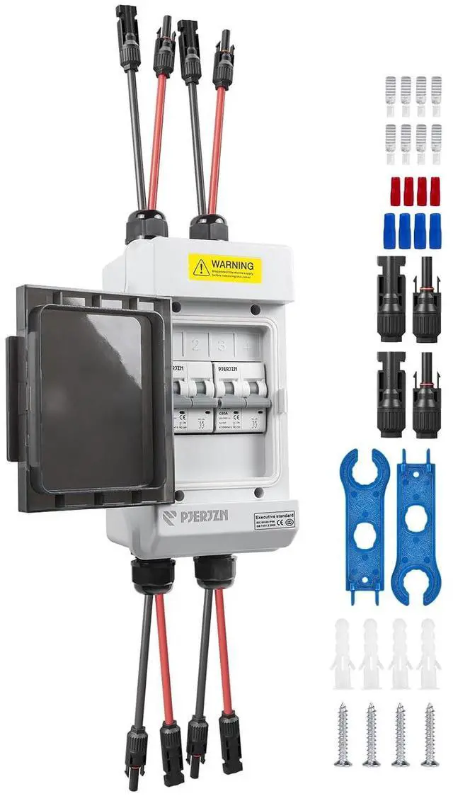 Main image of Solar Panels Disconnect Switch 60A 1000VDC PV Shut Off Switch 2 String Circuit Breaker Box IP66 Waterproof UV-Proof
