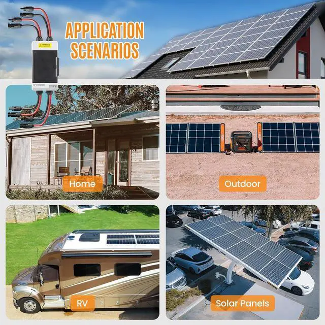 Alt view image 6 of 7 - Solar Panels Disconnect Switch 60A 1000VDC PV Shut Off Switch 2 String Circuit Breaker Box IP66 Waterproof UV-Proof