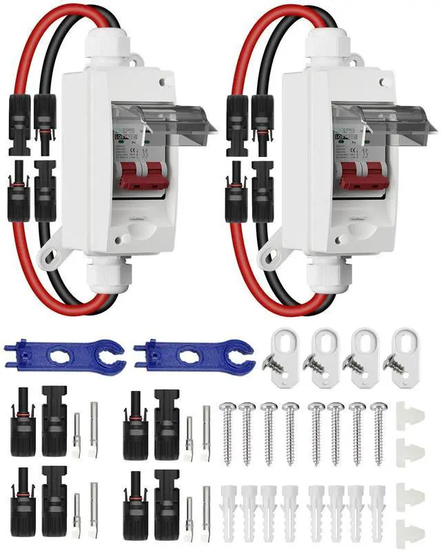 Main image of 2Pcs Solar Panel Disconnect Switch 32 Amp 500V DC Miniature Circuit Breaker with Plug-and-Play Connector and IP65 Waterproof Box for Outdoor PV or AC Stystem, RV and Solar