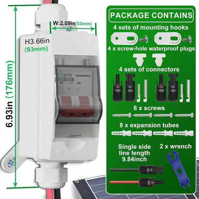 Alt view image 5 of 7 - 2Pcs Solar Panel Disconnect Switch 32 Amp 500V DC Miniature Circuit Breaker with Plug-and-Play Connector and IP65 Waterproof Box for Outdoor PV or AC Stystem, RV and Solar