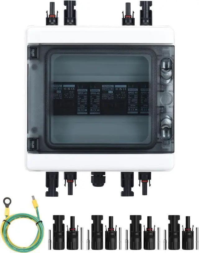 Main image of Solar Disconnect Switch 40Amp DC Circuit Breaker with Surge Protector PV Combiner Box for Solar Panel 2 in 2 Out
