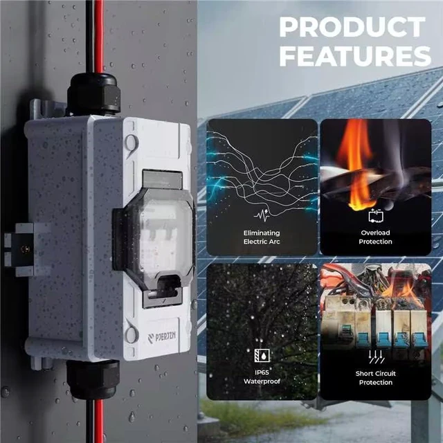 Alt view image 2 of 7 - 10-60A 1000V Solar Panel Disconnect Switch Outdoor PV Isolator with Upgraded Visual Cover, Waterproof Breaker Box for RV, Home, Off-Grid (1000VDC, 40 Amp)