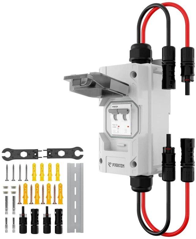 Main image of 10-60A 1000V Solar Panel Disconnect Switch Outdoor PV Isolator with Upgraded Visual Cover, Waterproof Breaker Box for RV, Home, Off-Grid (1000VDC, 40 Amp)