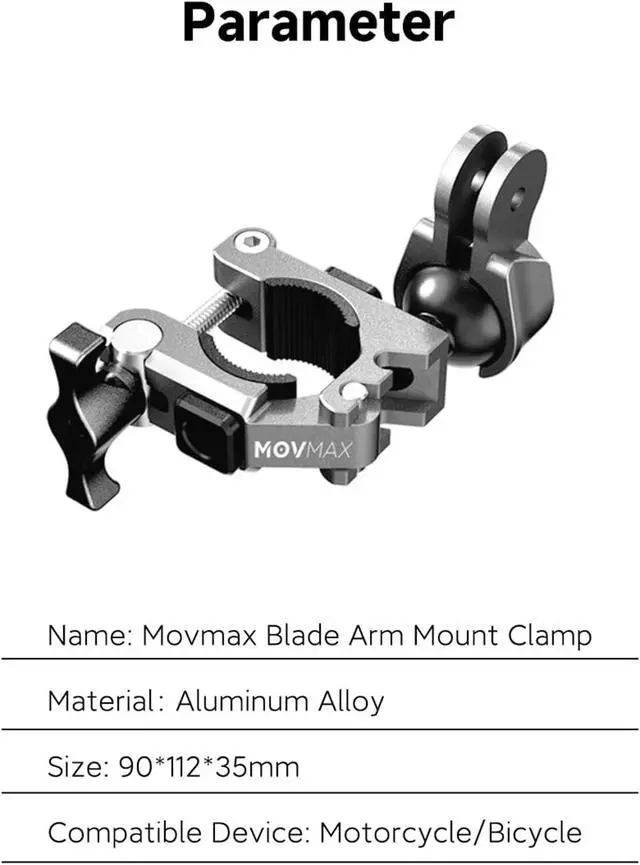 Alt view image 7 of 7 - MOVMAX Tube Clamp Mount with 360° Ball Head for MOVMAX Blade Arm Accessories, Aluminum Alloy & 360° Adjustment