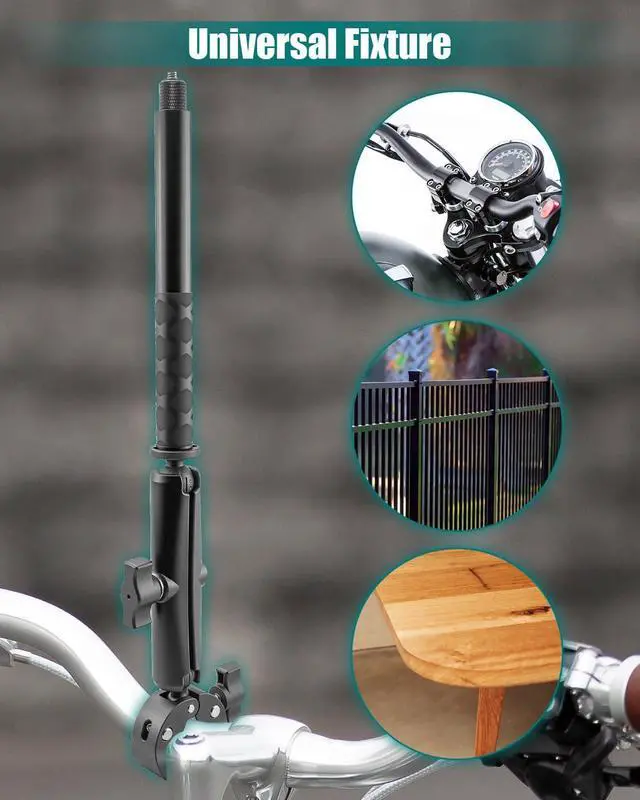 Alt view image 2 of 6 - Bike Motorcycle Handlebar Camera Mount Bundle Fit for and Insta360 | Dual Ball Joint, 360 Degree Adjustment, Quick Clamp Design, Engineering Plastic, Stainless Hardware, Anti Slip Grip