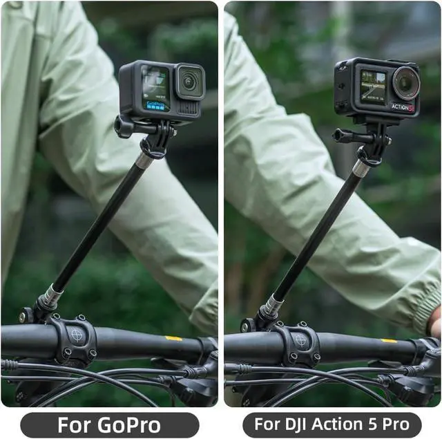 Alt view image 7 of 7 - Aluminum Motorcycle Bike Handlebar Mount for Insta360 X5,Bike Handlebar Selfie Stick Mount with Adjustable Aluminium Alloy Rod for Insta360 X5 X4 X3 X2 X, Action 5Pro/4/3,GoPro