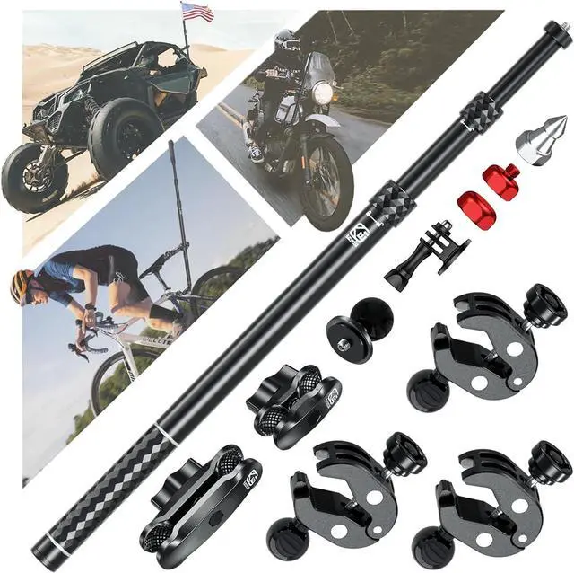 Main image of Aluminum Alloy Motorcycle Camera Mount Kit for GoPro Insta360 | Anti-Theft, 360° Rotation Heavy-Duty Bike Handlebar Clamp Mount with Extendable Selfie Stick for Motorcycle Bike ATV UTV Jeep