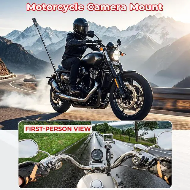 Alt view image 6 of 7 - Aluminum Alloy Motorcycle Camera Mount Kit for GoPro Insta360 | Anti-Theft, 360° Rotation Heavy-Duty Bike Handlebar Clamp Mount with Extendable Selfie Stick for Motorcycle Bike ATV UTV Jeep
