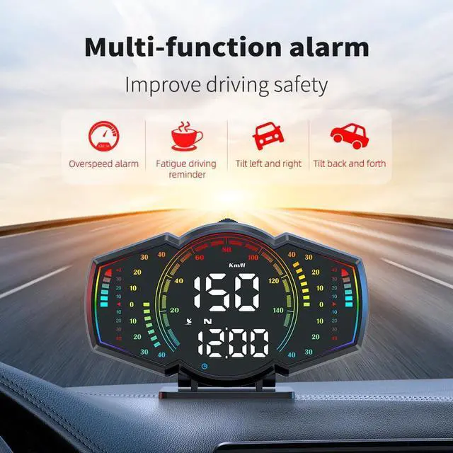 Alt view image 6 of 7 - G18 Head Up Display, HUD Display for Cars Windshield, GPS Digital Speedometer MPH for All Cars, Car Compass, Altimeter, Multi-Function Display, Direction, Gradiometer