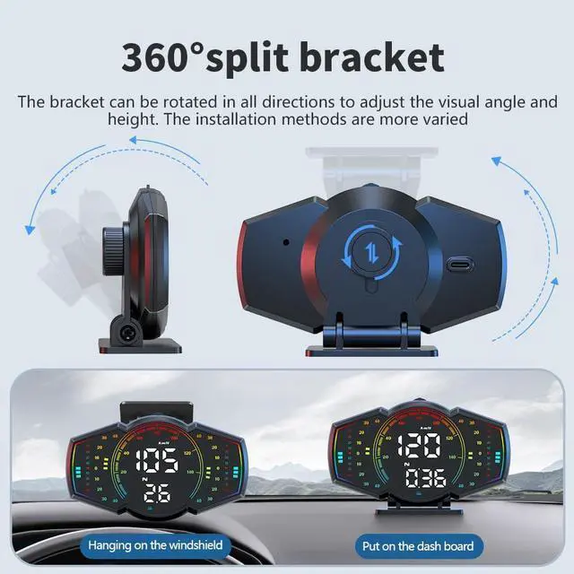Alt view image 7 of 7 - G18 Head Up Display, HUD Display for Cars Windshield, GPS Digital Speedometer MPH for All Cars, Car Compass, Altimeter, Multi-Function Display, Direction, Gradiometer