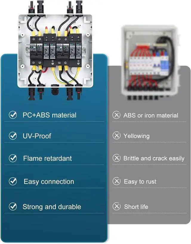 Alt view image 5 of 7 - Solar Disconnect Switch 40Amp DC Circuit Breaker with Surge Protector PV Combiner Box for Solar Panel 2 in 2 Out