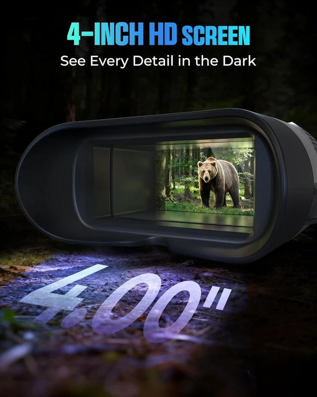 Alt view image 3 of 7 - True 4K Night Vision Binoculars Full-Color Low-Light Infrared Goggles, 7-Layer Coated Lens, 18H Battery for Wildlife, Security & Outdoor Adventure