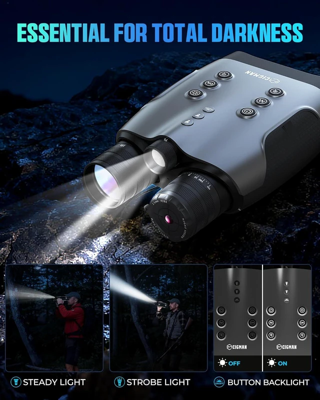 Alt view image 6 of 7 - True 4K Night Vision Binoculars Full-Color Low-Light Infrared Goggles, 7-Layer Coated Lens, 18H Battery for Wildlife, Security & Outdoor Adventure