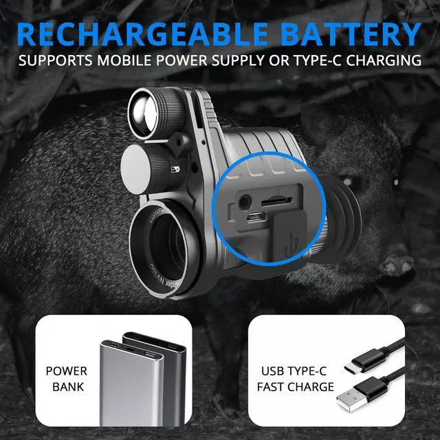 Alt view image 4 of 5 - Oneleaf.ai Commander NV100 Digital Night Vision Goggle, Clip on Night Vision Monocular for Hunting/Observations, 1080P FHD, 328 Yards Clear Nighttime Viewing Range-16mm