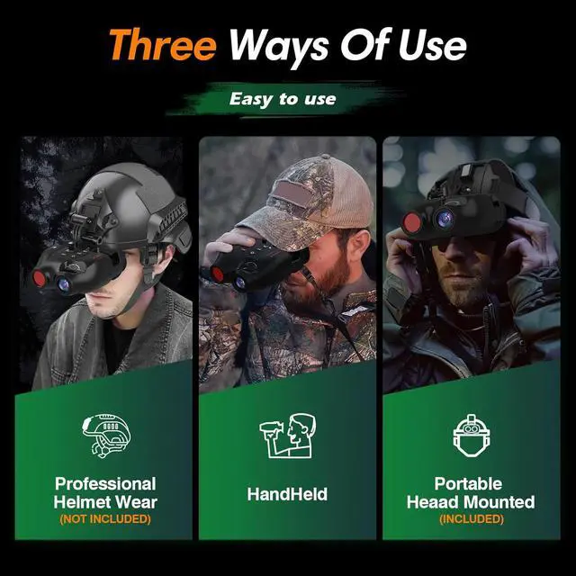Alt view image 3 of 7 - Night Vision Goggles Head Mounted for Adults,984FT Rechargeable Infrared Digital Binoculars,5X Digital Zoom, Hands Free Night-Vision Goggles with 32GB TF Card, Photo & Video Capture,Head Strap