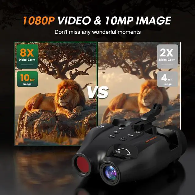 Alt view image 5 of 7 - Night Vision Goggles Head Mounted for Adults,984FT Rechargeable Infrared Digital Binoculars,5X Digital Zoom, Hands Free Night-Vision Goggles with 32GB TF Card, Photo & Video Capture,Head Strap