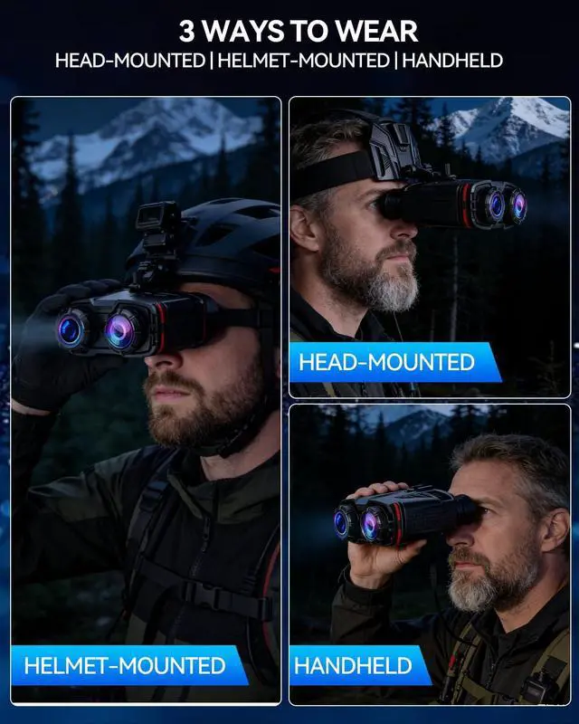 Alt view image 2 of 7 - Night Vision Goggles Head Mounted - 4K 48MP Digital Infrared NVG, 16X Zoom Helmet Compatible Binoculars with Compass Altimeter Barometer, Rechargeable for Hunting Camping Adults(Analog (Binocular))