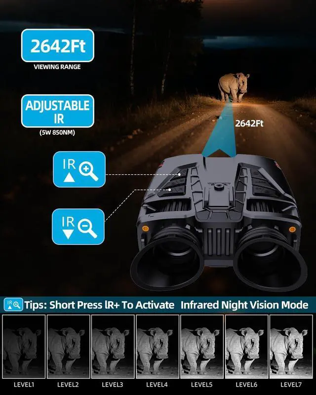 Alt view image 4 of 7 - Night Vision Goggles Head Mounted - 4K 48MP Digital Infrared NVG, 16X Zoom Helmet Compatible Binoculars with Compass Altimeter Barometer, Rechargeable for Hunting Camping Adults(Analog (Binocular))