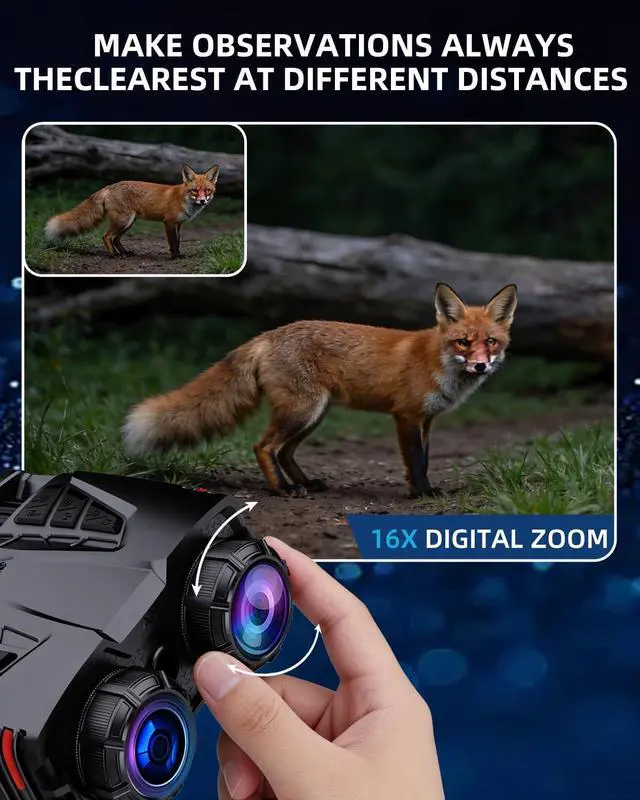 Alt view image 5 of 7 - Night Vision Goggles Head Mounted - 4K 48MP Digital Infrared NVG, 16X Zoom Helmet Compatible Binoculars with Compass Altimeter Barometer, Rechargeable for Hunting Camping Adults(Analog (Binocular))