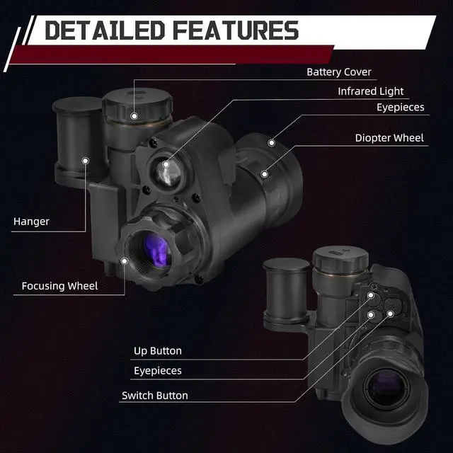 Alt view image 4 of 6 - Night Vision Goggles Head Mounted | 6X Digital Zoom, WiFi Connection, Photo and Video Shooting, 3 Display Modes, IP66 Waterproof Device, for Hunting, Camping