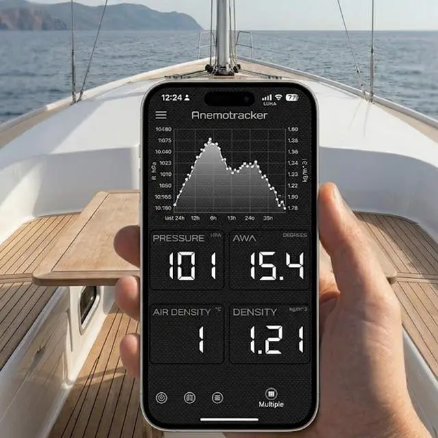 Alt view image 5 of 7 - WeatherDot Portable Weather Station Sensor | Bluetooth Temperature, Humidity & Pressure, Qi Wireless Charging, Free Anemotracker App, 400h Battery