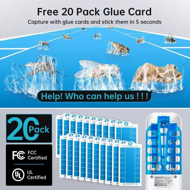 Alt view image 5 of 7 - Fruit Fly Traps Indoor for Home: Plug in Mosquito Bug Zapper | Gnat Moth Catcher with 9W Night UV Light, 2 Devices 20 Sticky Glue Board Refills for Indoors Flying Insect Trap