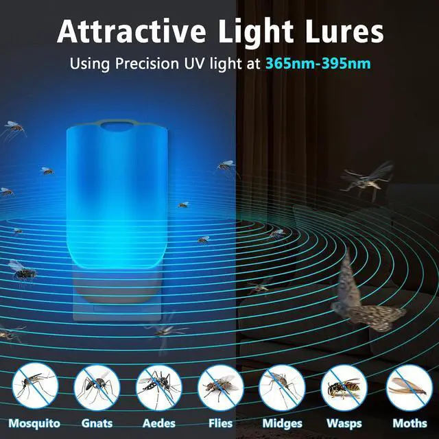 Alt view image 2 of 6 - Flying Insect Trap for Indoors Plug-in Bug Catcher with UV Light for Fruit Flies, Gnats, Mosquitoes Safe for Kitchen & Home Plug in Insect Killer Device (2 Devices & 10 Refills)
