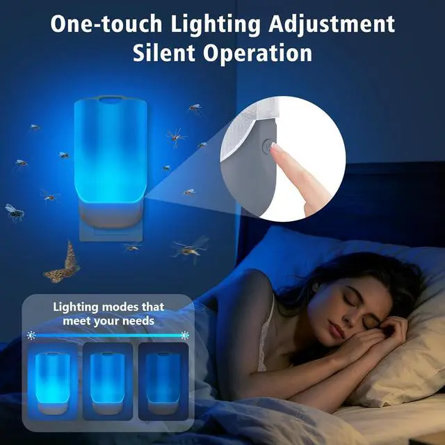 Alt view image 4 of 6 - Flying Insect Trap for Indoors Plug-in Bug Catcher with UV Light for Fruit Flies, Gnats, Mosquitoes Safe for Kitchen & Home Plug in Insect Killer Device (2 Devices & 10 Refills)