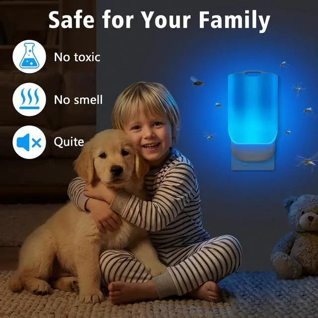 Alt view image 5 of 6 - Flying Insect Trap for Indoors Plug-in Bug Catcher with UV Light for Fruit Flies, Gnats, Mosquitoes Safe for Kitchen & Home Plug in Insect Killer Device (2 Devices & 10 Refills)