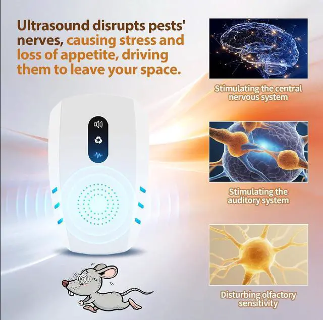 Alt view image 7 of 7 - 2026 Upgraded Ultrasonic Indoor Pest Repeller, 3-Mode Pest Control, 6 Pack | Electronic Plug-in Rodent & Insect Deterrent for Mouse, Rat, Roach, Ant, Spider and Mosquito in Home, Office, Garage