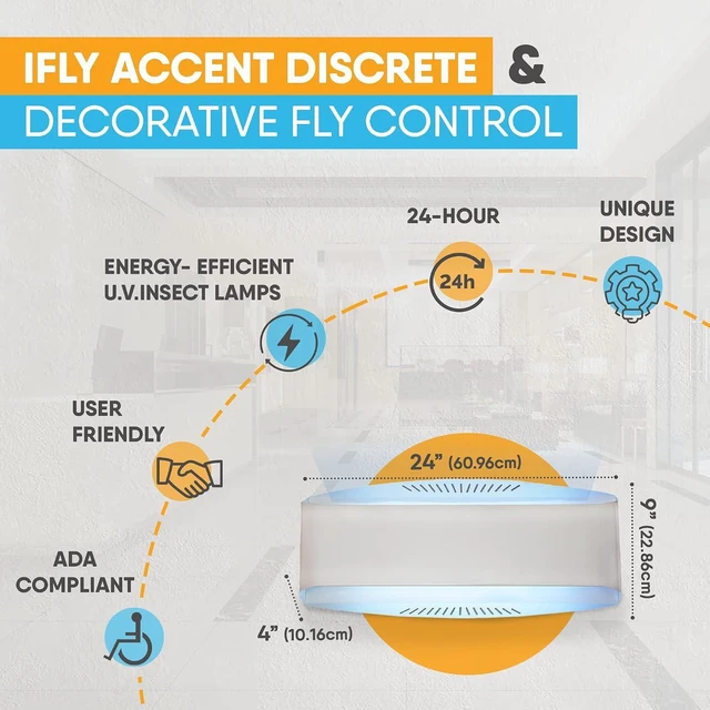 Alt view image 3 of 6 - iFly Accent Decorative Fly Trap Indoor Bug Light & House Fly Trap, Commercial Bug Catcher for Home & Restaurants, 30W