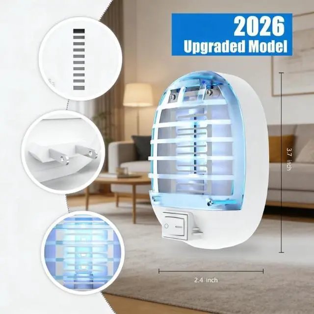 Alt view image 6 of 7 - Bug Zapper Indoor, Mosquito Zapper Indoor with Blue Lights for Living Room | 4 Packs Electronic Mosquito Trap indoor, Mosquitoes Killer for Home, Fly Trap Insect Killerfor Kitchen, Baby Room