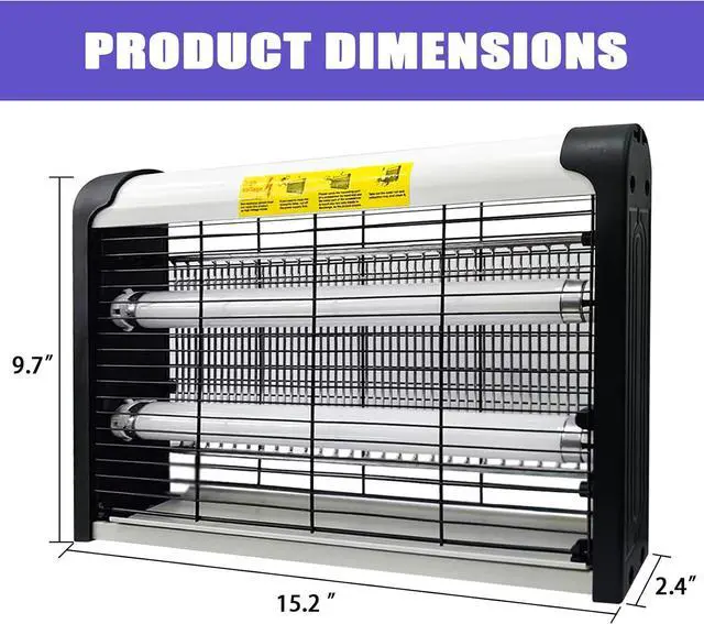 Alt view image 5 of 7 - 20W Electric Indoor Bug Zapper, Mosquito Trap with UV Light, Insect Killer Eliminator for Home, Office, Restaurant