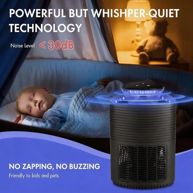 Alt view image 5 of 7 - Fruit Fly Traps for Indoors, Mosquito Trap with Upgraded Dual Core Fan & Double Circles of Blue Light for Mosquitoes Flies, 3 Speed Adjustable Fruit Fly Trap for Indoor Kitchen Home