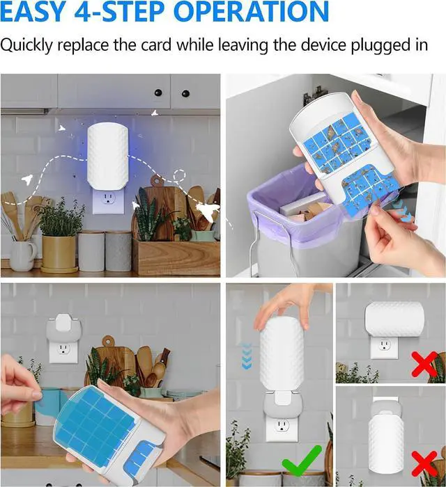 Alt view image 4 of 7 - WOWCATCH Flying Insect Trap for Indoors, Plug-in Bug Catcher, 2+10 Combo | Upgraded Blue UV Light Trap with Sticky Cards, Silent & Mess-Free, Fly Trap Indoors for Gnats, Fruit Flies & House Flies
