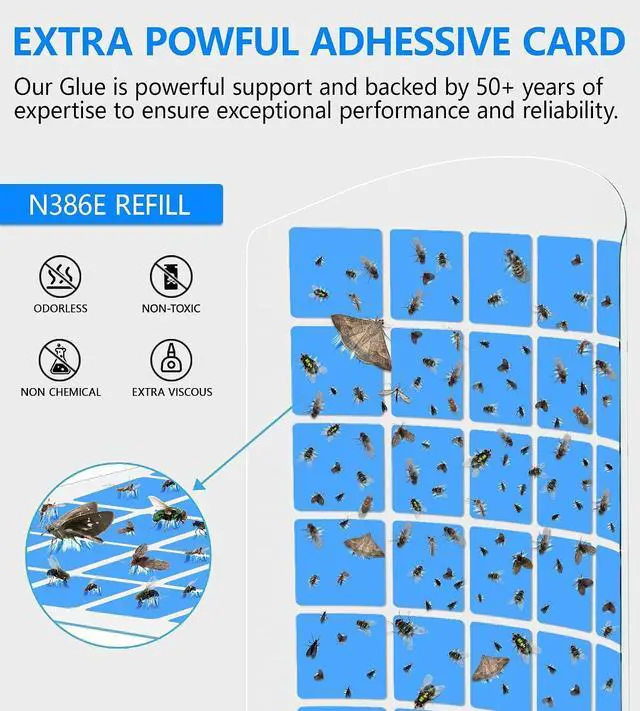 Alt view image 6 of 7 - WOWCATCH Flying Insect Trap for Indoors, Plug-in Bug Catcher, 2+10 Combo | Upgraded Blue UV Light Trap with Sticky Cards, Silent & Mess-Free, Fly Trap Indoors for Gnats, Fruit Flies & House Flies