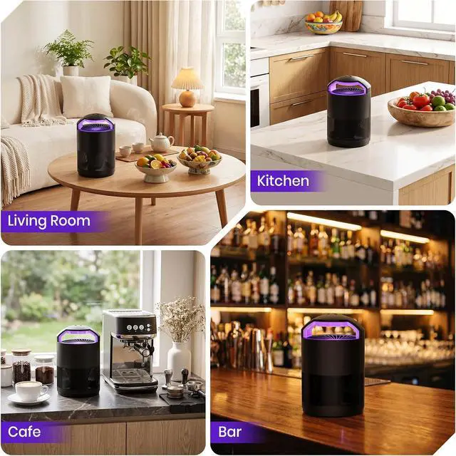 Alt view image 6 of 7 - Fruit Fly Traps for Indoors, Flying Insect Trap, Gnats & Mosquito Killer | Purple Light Lure, 3-Speed Fan Suction, with Sticky Paper, Quiet & Odorless Electrict Fly Catcher for Home, Kitchen, Plants