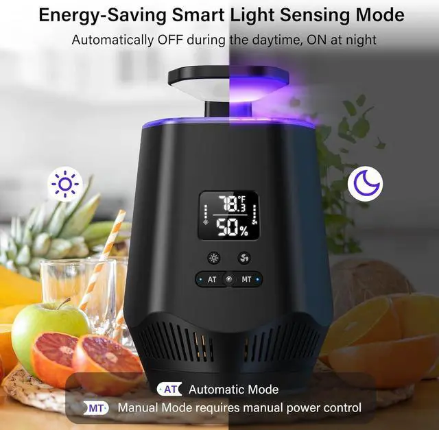 Alt view image 4 of 7 - Fruit Fly Traps for Indoors, Smart Fly Trap Indoor Bug Zapper Gnat Traps for House Indoor with Temperature and Humidity Sensor, 10PCS Sticky Boards Black 001