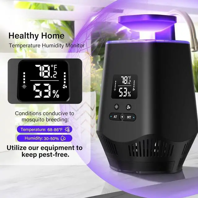 Alt view image 6 of 7 - Fruit Fly Traps for Indoors, Smart Fly Trap Indoor Bug Zapper Gnat Traps for House Indoor with Temperature and Humidity Sensor, 10PCS Sticky Boards Black 001