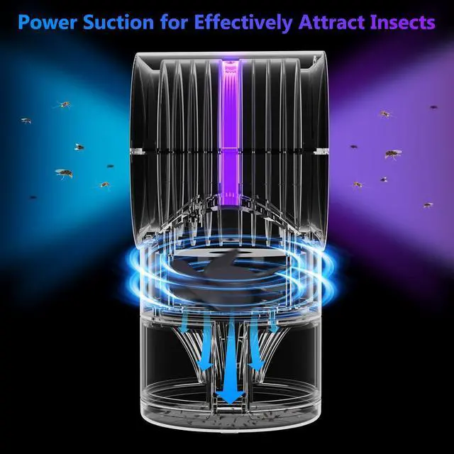 Alt view image 2 of 7 - Fly Trap Indoor,Blue Gnat Traps House Indoor,Indoor Insect Trap with Timer | Fruit Fly Trap Indoors Suctions & Captures, 6/12Hr Timer, Kid & Pet Friendly, Low Noise, 10 Refills