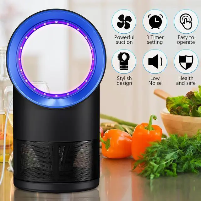 Alt view image 3 of 7 - Fly Trap Indoor,Blue Gnat Traps House Indoor,Indoor Insect Trap with Timer | Fruit Fly Trap Indoors Suctions & Captures, 6/12Hr Timer, Kid & Pet Friendly, Low Noise, 10 Refills
