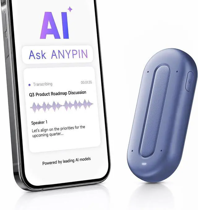 Main image of Note Pod P1 Wearable AI Voice Recorder, Auto Transcribe & Summarize | AI Note Taker for Meetings & Calls, Real-Time Translation, 120+ Languages, 5-Day Battery, 64GB, App Control, Cosmic Blue
