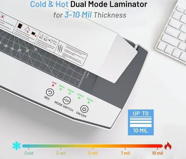 Alt view image 5 of 7 - 3-10mil Commercial Laminator, 4-Roller 13 Inch Set with 50 Sheets | 1000mm/min Speed, 1 Min Warmup, REV Auto Reverse Jam Free, Hot Cold Modes, NTC Temp Control, All-in-1 for Office School Home