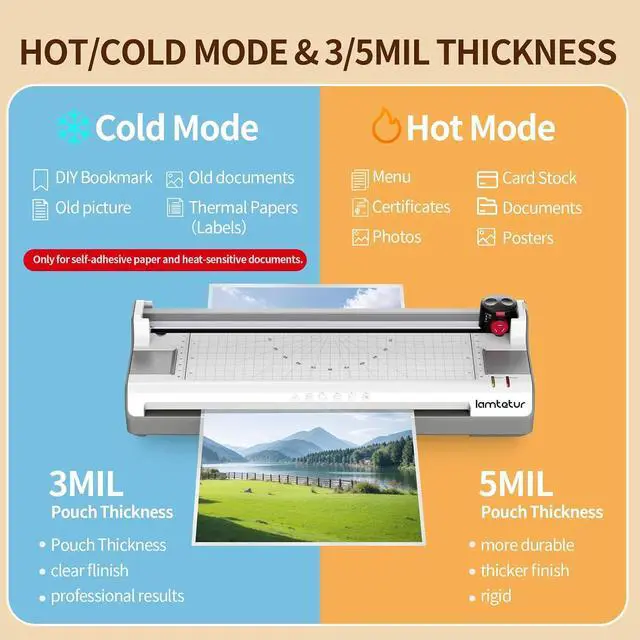 Alt view image 4 of 7 - Lamtetur Thermal Laminator Machine11X17 with 70Letter Size Laminating Sheet | 13inch Wide Laminating Hot&Cold Setting,A3 Lamination Laminated 3-5mil,Office Home School Teacher,Paper Cutter