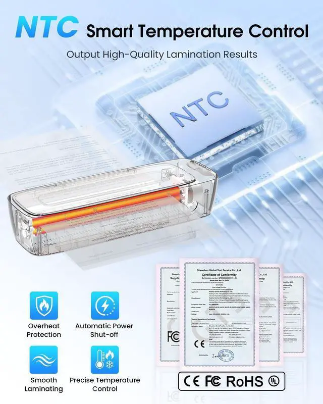 Alt view image 5 of 7 - Laminator Machine with Sheets Thermal Cold Lamination Machine 13 Inch | Blue, All-in-One Personal Laminate Kit for Teachers, NTC Control 60s Warm-Up, 11x17 Large Laminating Machine for Home Office