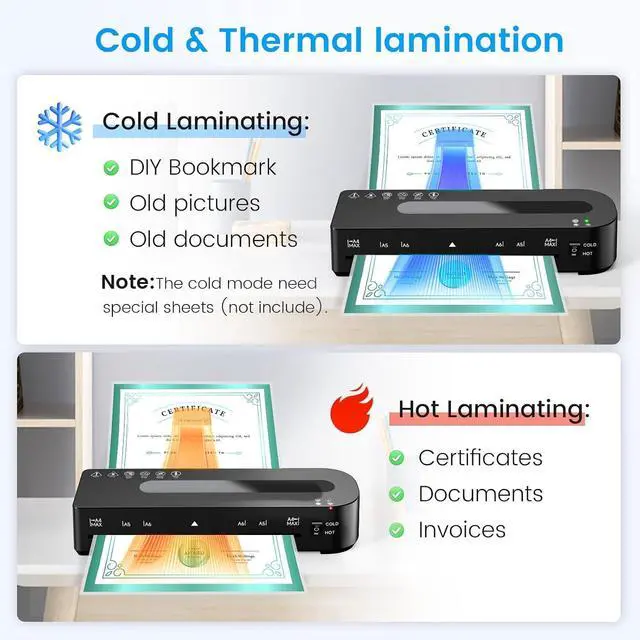 Alt view image 4 of 7 - 9 Inch Laminator Machine Hot & Cold with 20 Laminating Sheets and Trimmer | A4 Laminating Machine for Office, School, Business and Home