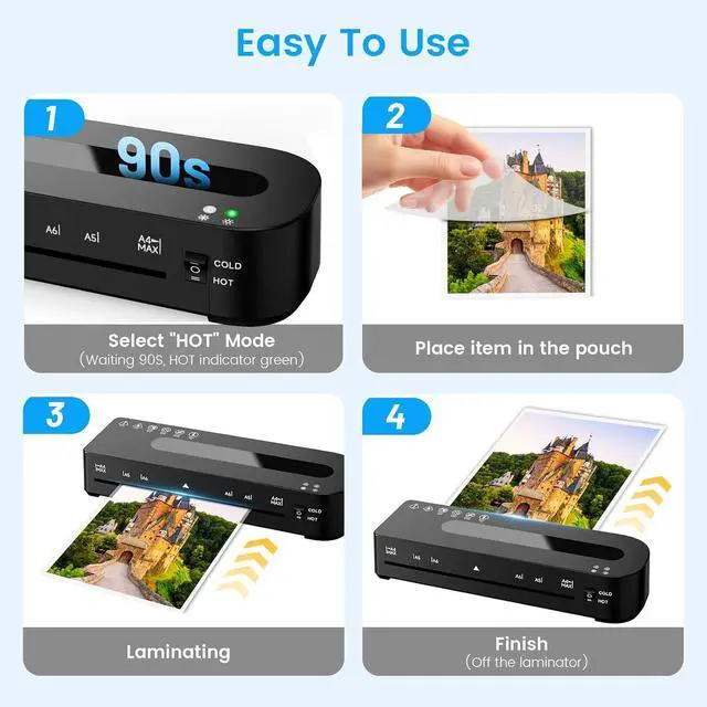 Alt view image 5 of 7 - 9 Inch Laminator Machine Hot & Cold with 20 Laminating Sheets and Trimmer | A4 Laminating Machine for Office, School, Business and Home
