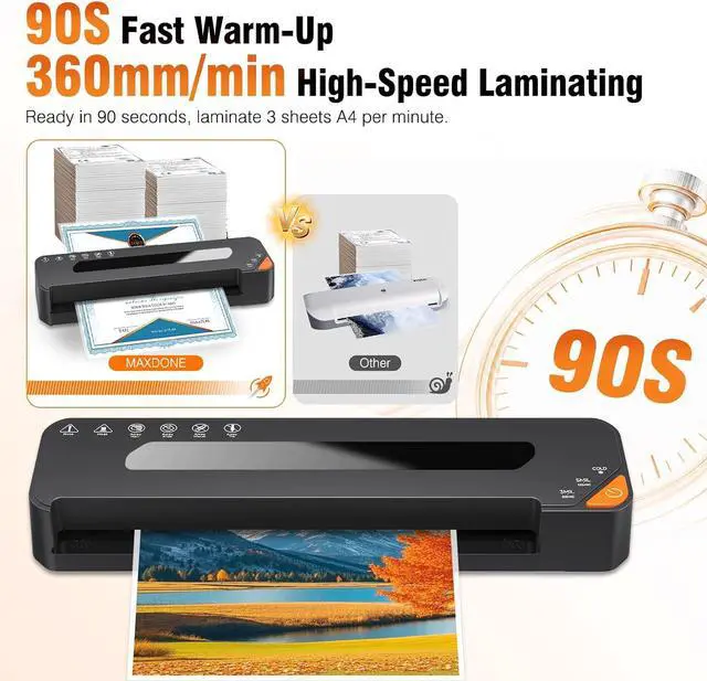 Alt view image 3 of 7 - 13" Laminator Machine, 7-in-1 Laminator 3Mil/5Mil Mode Heat with 50 Sheets | 90S Warm-Up, Jam-Free, Paper Trimmer, Corner Rounder & Photo Frame Kit 11x17 Laminator for School, Office & Business