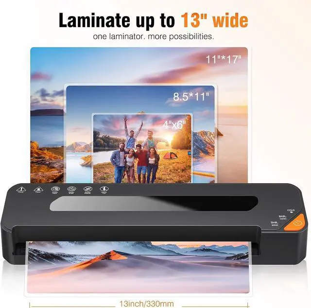 Alt view image 5 of 7 - 13" Laminator Machine, 7-in-1 Laminator 3Mil/5Mil Mode Heat with 50 Sheets | 90S Warm-Up, Jam-Free, Paper Trimmer, Corner Rounder & Photo Frame Kit 11x17 Laminator for School, Office & Business