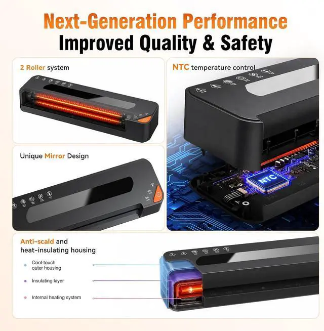Alt view image 6 of 7 - 13" Laminator Machine, 7-in-1 Laminator 3Mil/5Mil Mode Heat with 50 Sheets | 90S Warm-Up, Jam-Free, Paper Trimmer, Corner Rounder & Photo Frame Kit 11x17 Laminator for School, Office & Business